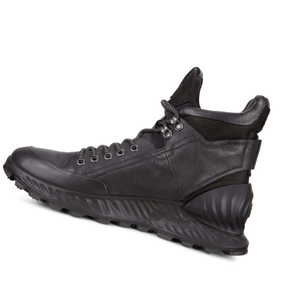 Men's Ecco Exostrike Hydromax Boots Black | USA 439HAP